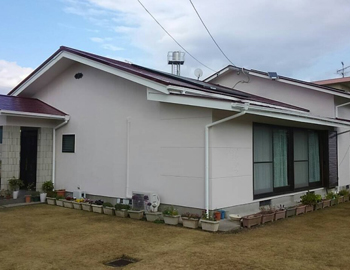 宮崎県都城市早鈴町　ー屋根・外壁塗装　コロニアル（折半屋根）　ウッドデッキ塗り替えー